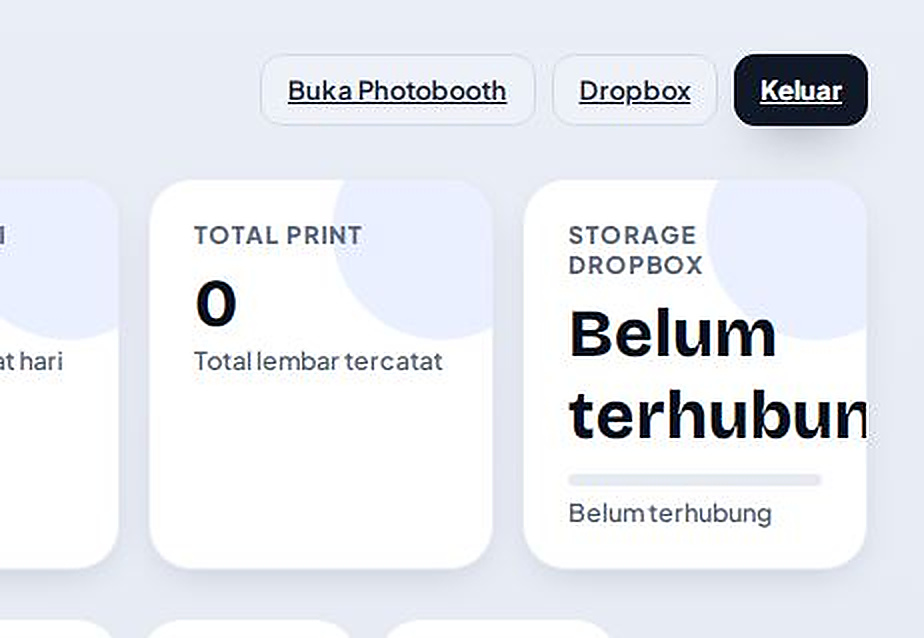 Tombol Dropbox pada dashboard