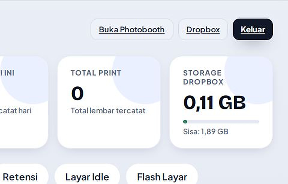 Dashboard setelah Dropbox berhasil terhubung